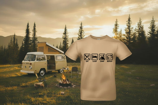 Tshirt mit Druck - Eat Sleep Camp Repeat