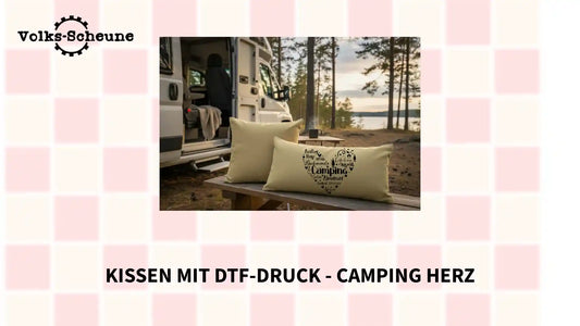 Kissen mit DTF-Druck - Camping Herz by@Outfy