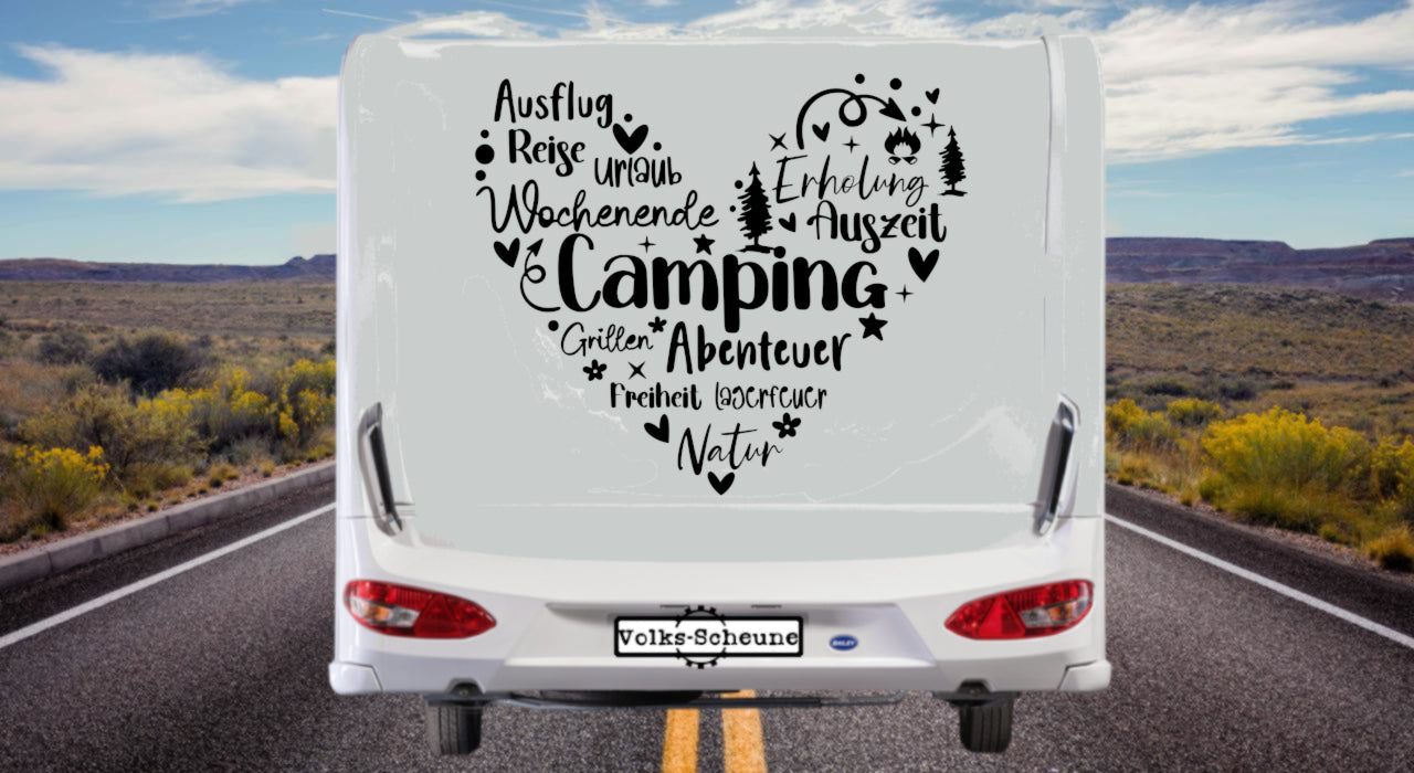 Aufkleber Camping Herz