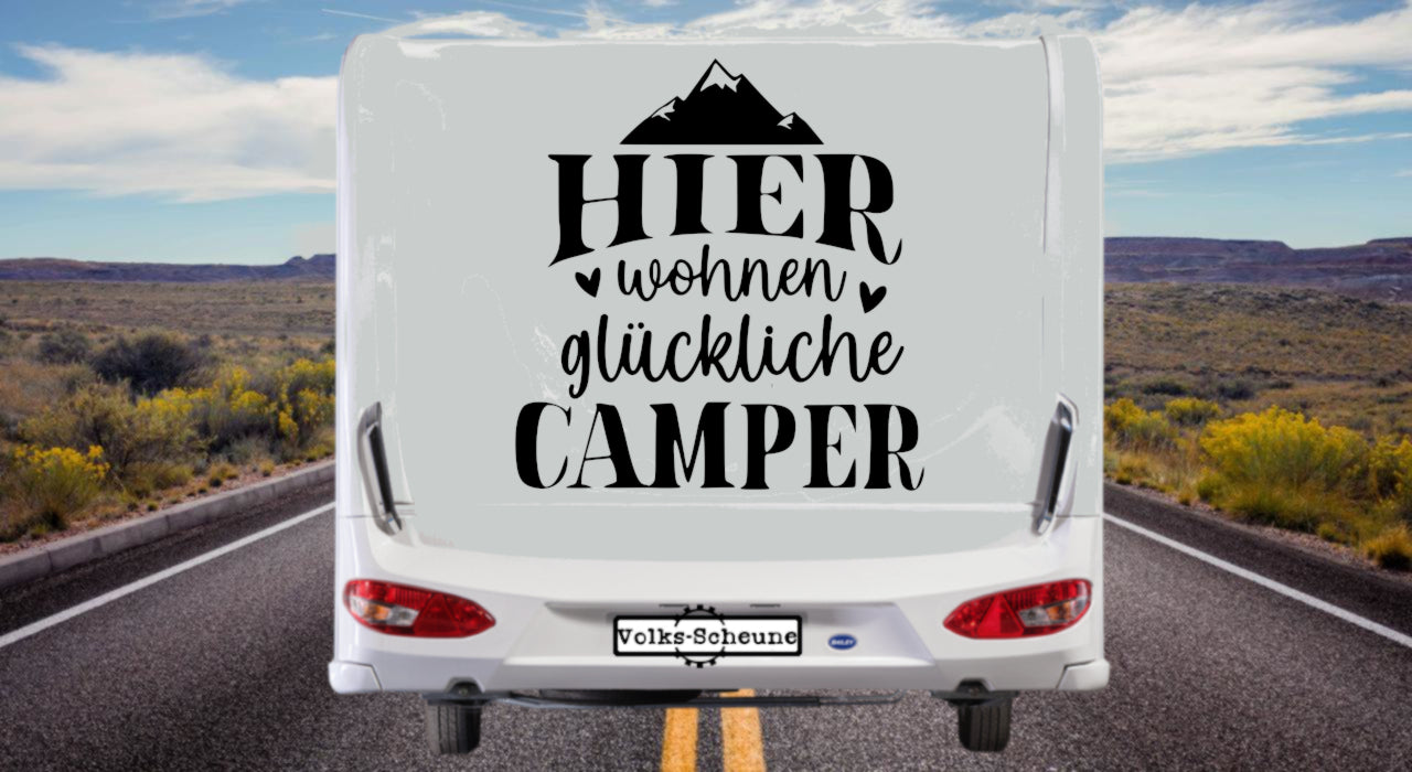 Aufkleber Hier wohnen glückliche Camper