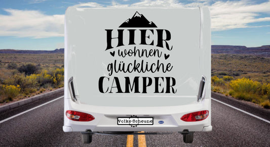 Aufkleber Hier wohnen glückliche Camper