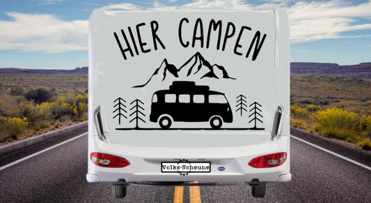 Aufkleber Hier Campen