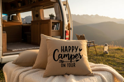 Kissen mit DTF-Druck - Happy Camper on Tour