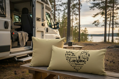 Kissen mit DTF-Druck - Camping Herz