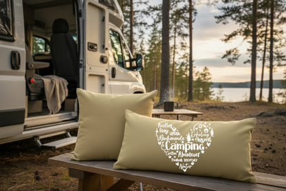 Kissen mit DTF-Druck - Camping Herz