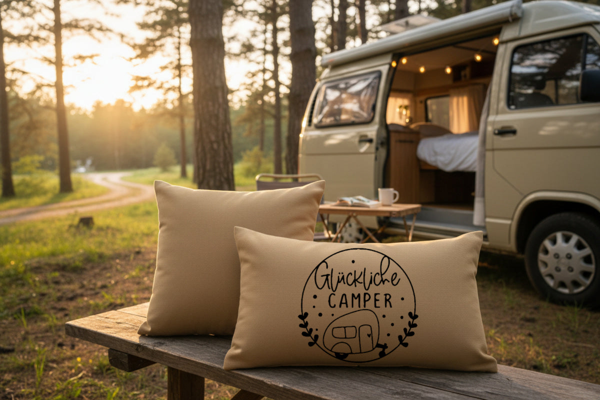 Kissen mit DTF-Druck - Glückliche Camper