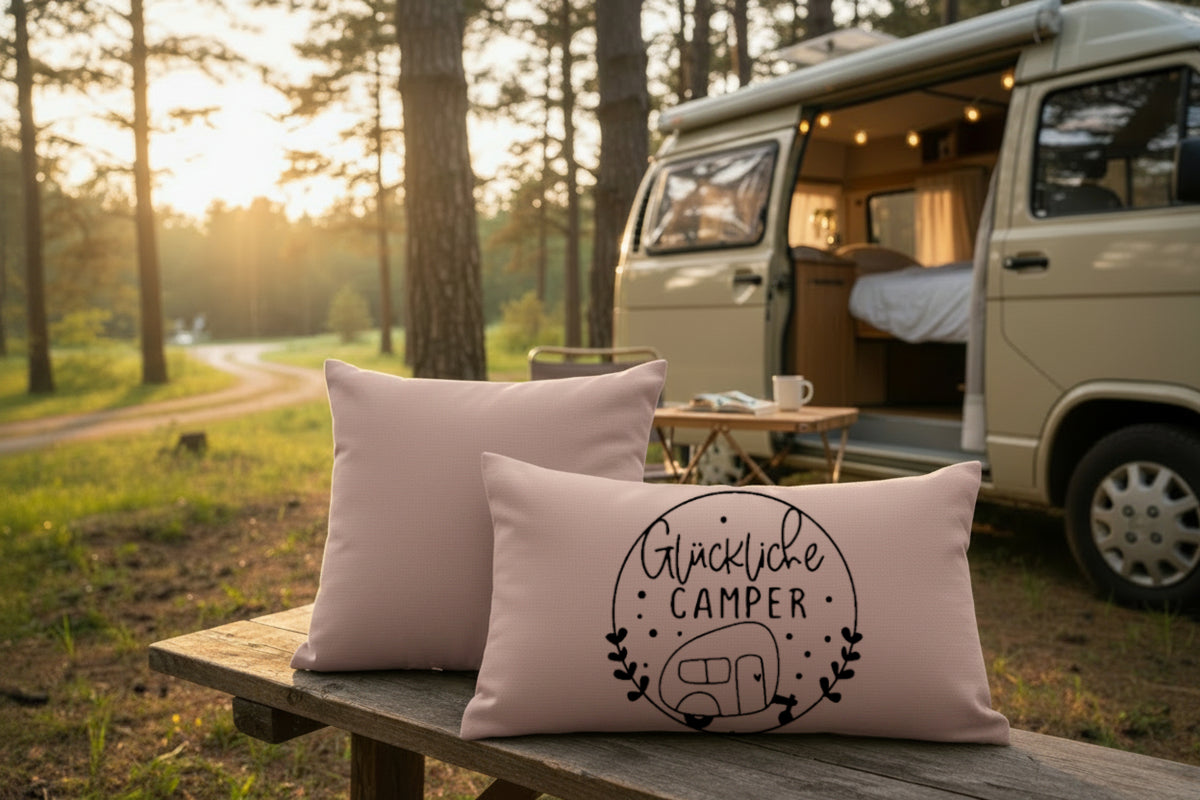 Kissen mit DTF-Druck - Glückliche Camper