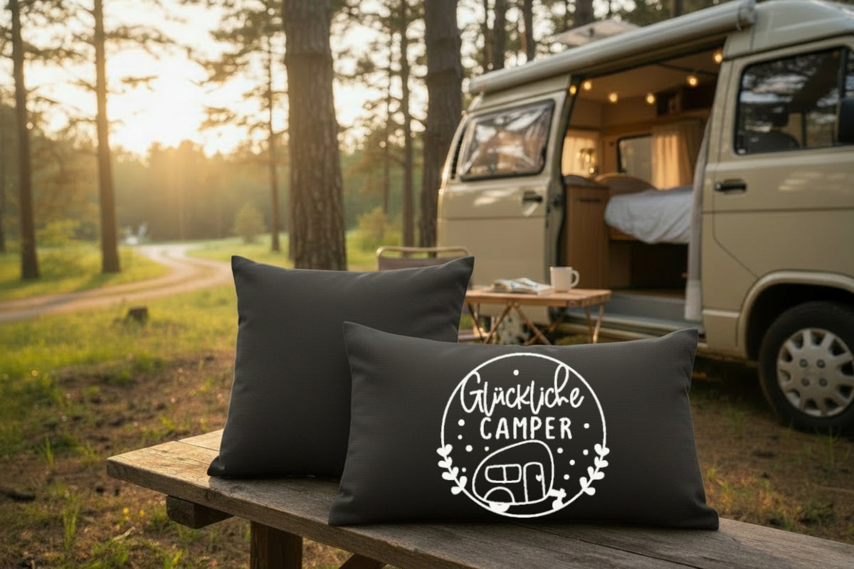 Kissen mit DTF-Druck - Glückliche Camper