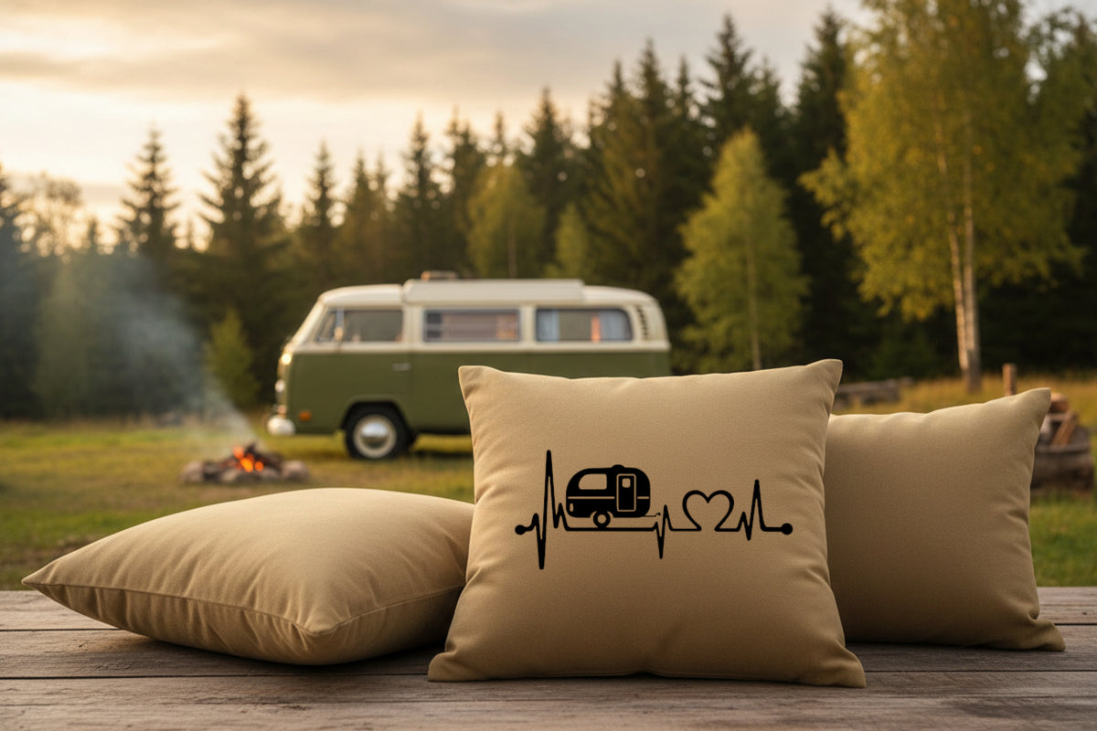 Kissen mit DTF-Druck - Herzschlag Camper