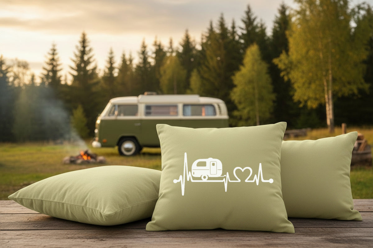 Kissen mit DTF-Druck - Herzschlag Camper