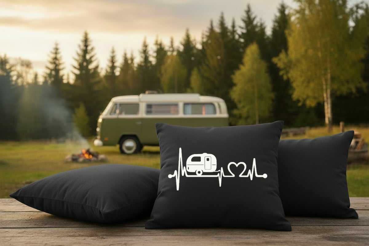 Kissen mit DTF-Druck - Herzschlag Camper