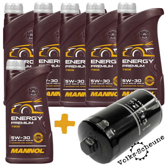 6-Liter-Öl-Set 5W-30 mit Ölfilter für VW T4 2,4 Diesel AAB, AJA