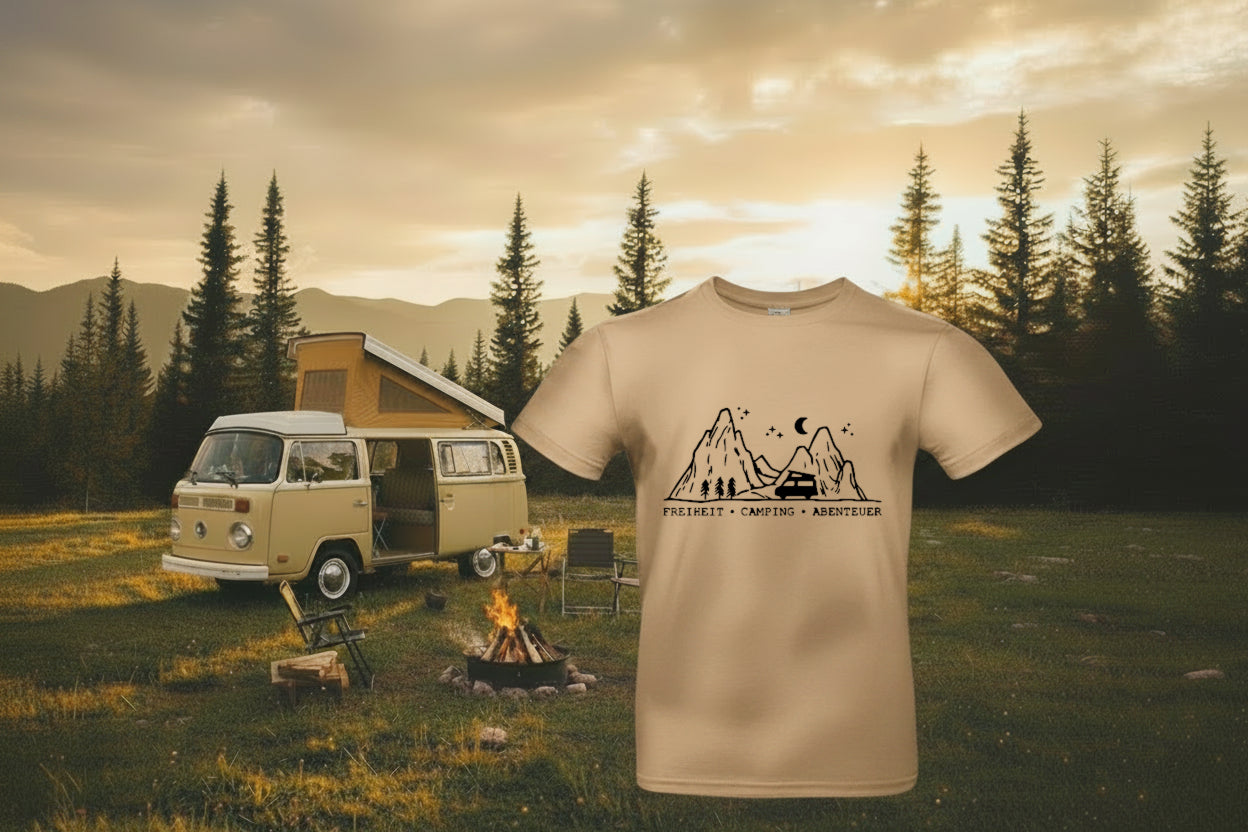 Tshirt mit Druck - Freiheit Camping Abenteuer