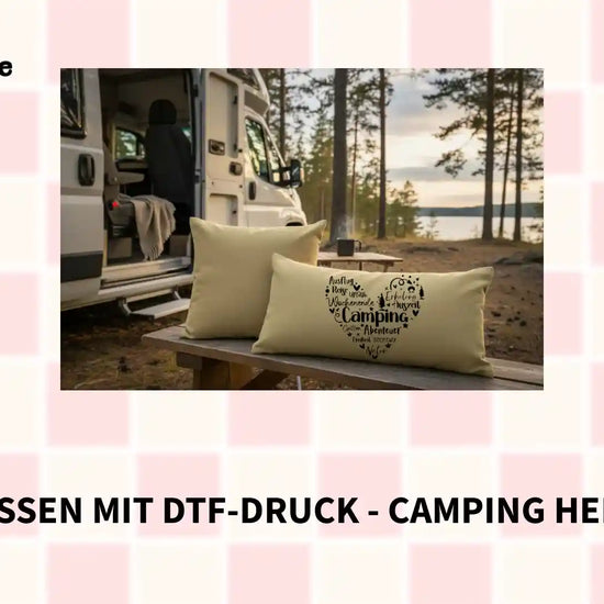 Kissen mit DTF-Druck - Camping Herz by@Outfy